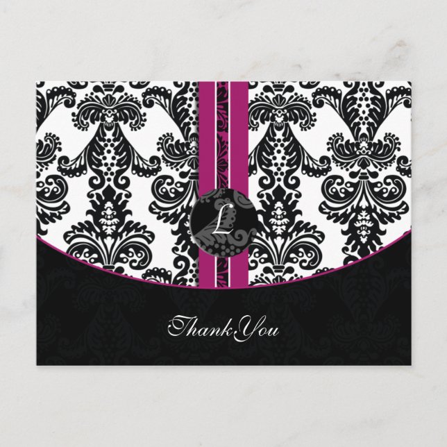 Fuchsia Damask-Tack Vykort (Framsida)
