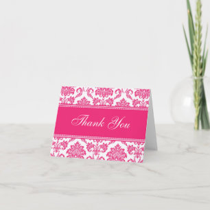 Fuchsia Damask Tacksamhetskort Tack Kort