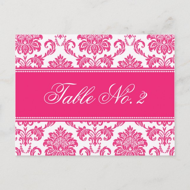 Fuchsia Damask Wedding Bordsnummer (Framsida)