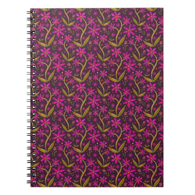 Fuchsia | Dansande akvarellprästkragar Anteckningsbok (Framsidan)