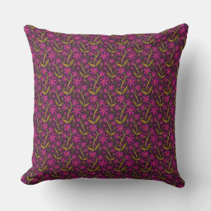 Fuchsia Dansande akvarellprydnadsblommor Kudde