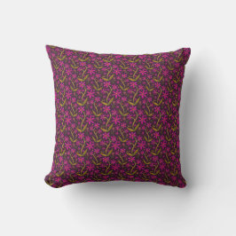 Fuchsia | Dansande akvarellprydnadsblommor Kudde