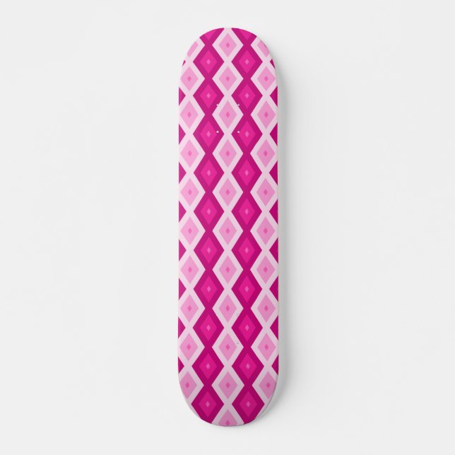 Fuchsia diamant mönster mini skateboard bräda 18,5 cm (Framsida)