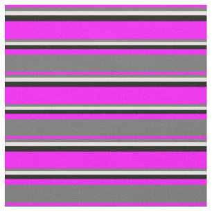 Fuchsia, Dim Grått, Mint Cream och Black Mönster Tyg