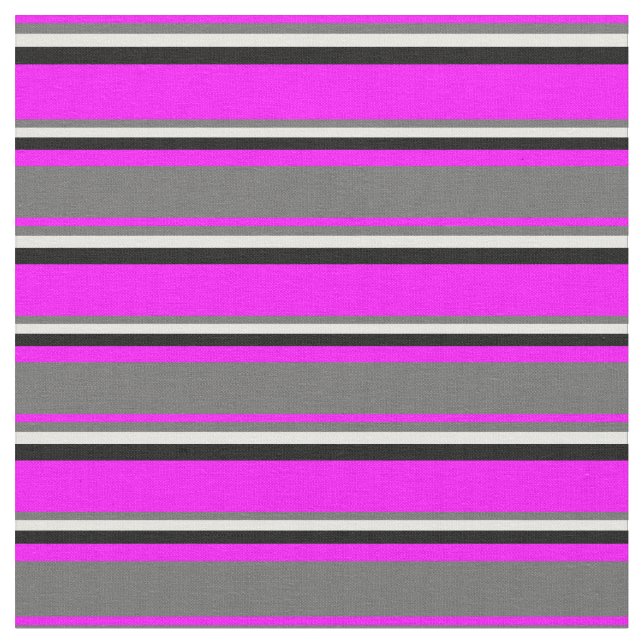 Fuchsia, Dim Grått, Mint Cream och Black Mönster Tyg (Närbild)