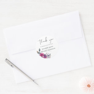 Fuchsia Dreams Tack Stickers Bröllop Blommigt Runt Klistermärke