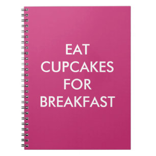 Fuchsia EAT-MUFFINSAR för BREAKFAST-BÄRBARA BÄRBAR Anteckningsbok Med Spiral