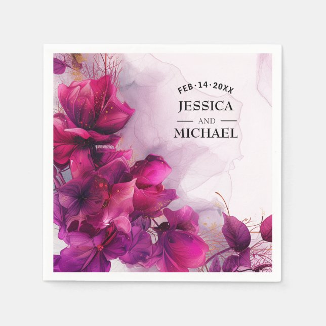 Fuchsia Enchantment: Vattenfärg Pappersservett (Framsidan)