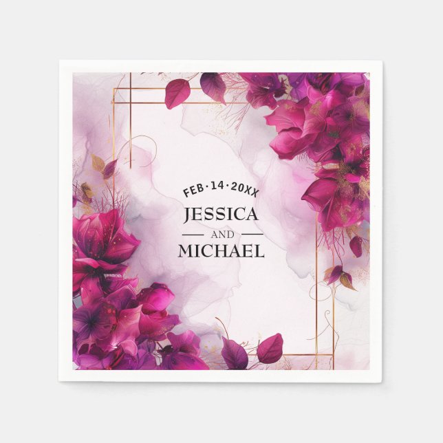 Fuchsia Enchantment: Vattenfärg Pappersservett (Framsidan)