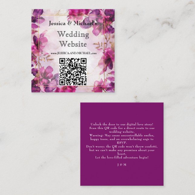 Fuchsia Enchantment: Vattenfärg Tilläggskort (Fram/baksida)