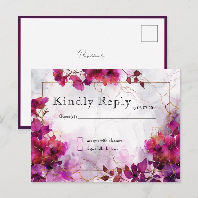 Fuchsia Enchantment: Vattenfärg Vykort (Fram/baksida)