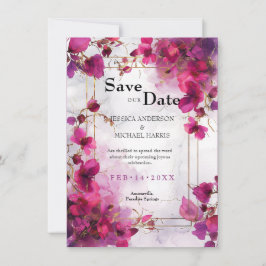 Fuchsia Enchantment: Watercolor Bröllop Spara Datumet