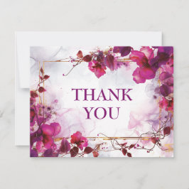 Fuchsia Enchantment: Watercolor Bröllop Tack Kort