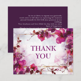 Fuchsia Enchantment: Watercolor Bröllop Tack Kort
