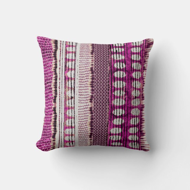 Fuchsia Ethnic Gräns Abstrakt Kudde (Framsida)