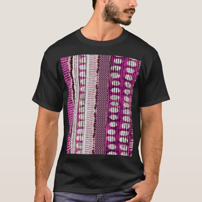 Fuchsia Ethnic Gräns Abstrakt T Shirt (Framsida)