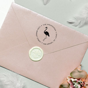 Fuchsia Flamingo Cirkulär Returadress för Anpass Självfärgande Stämpel