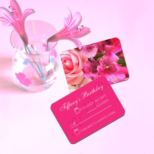 Fuchsia Florals Enclosure Card Tilläggskort (Skapare uppladdad)