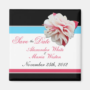 Fuchsia Flower Rosa & Aqua Spara datum magneter