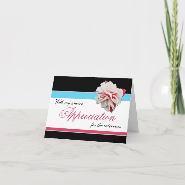 Fuchsia Flower Rosa Blue Interview Tack Kort (Framsida)