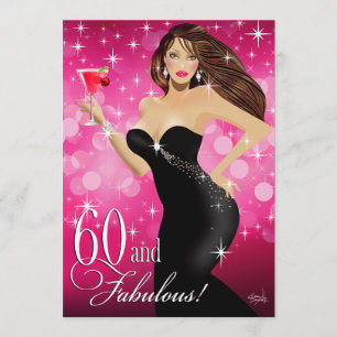 Fuchsia för födelsedag   för granat 60th för Diva Inbjudningar