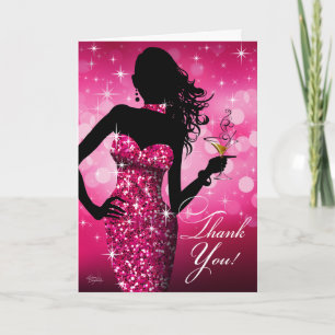 Fuchsia för tack för granatBling glitter Kort