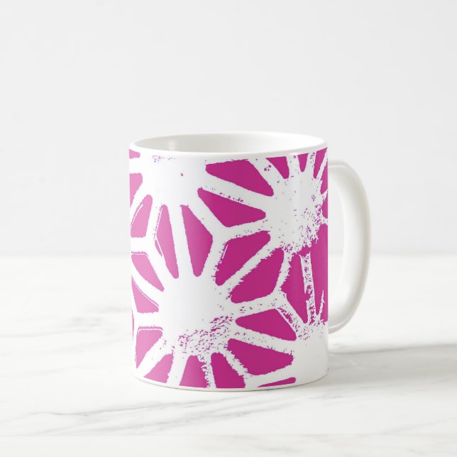 Fuchsia geometric mönster kaffemugg (Framsida höger)