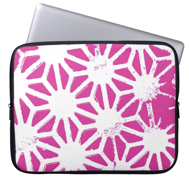 Fuchsia geometric mönster laptop fodral (Framsidan)