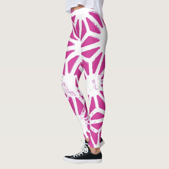Fuchsia geometric mönster leggings (Vänster)