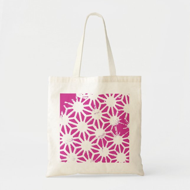 Fuchsia geometric mönster tygkasse (Framsidan)