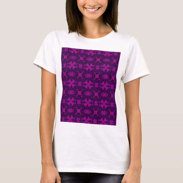 Fuchsia Geotech: A Vibrant Abstract Geometric Text T Shirt (Framsida)