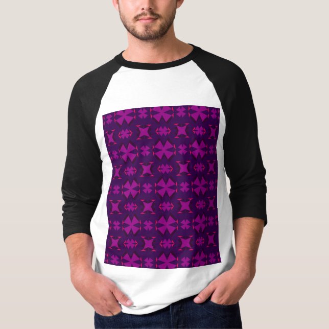 Fuchsia Geotech: A Vibrant Abstract Geometric Text T Shirt (Framsida)
