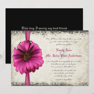 Fuchsia Gerber Daisy Bröllopsinbjudan Inbjudningar