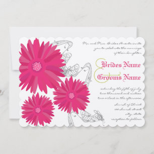 Fuchsia Gerber Daisy bröllopsinbjudan Inbjudningar