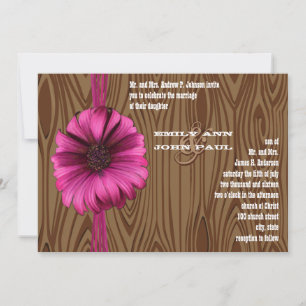 Fuchsia Gerber Daisy bröllopsinbjudan Inbjudningar