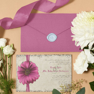 Fuchsia Gerber Daisy bröllopsinbjudan Inbjudningar