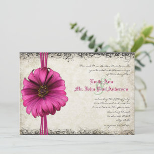 Fuchsia Gerber Daisy Bröllopsinbjudan Inbjudningar