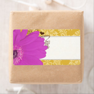 Fuchsia Gerber Daisy & Golden Glow Damask Fraktsedel