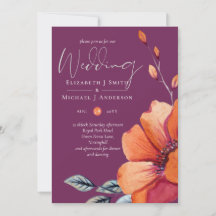 Fuchsia Ginger Autumn Fall Wedding Inbjudan Envl.