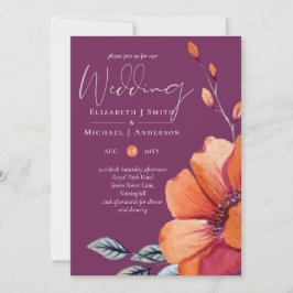 Fuchsia Ginger Autumn Fall Wedding Inbjudan Envl.