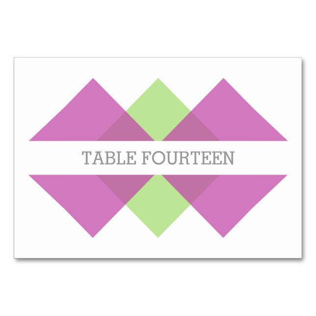 Fuchsia Grönt Geometric Triad Bord-kort Bordsnummer (Framsidan)