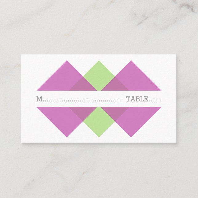 Fuchsia Grönt Geometric Triad Place Card Placeringskort (Framsida)