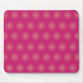 Fuchsia | Gyllene Zinnia Blommotiv Medaljonger Musmatta