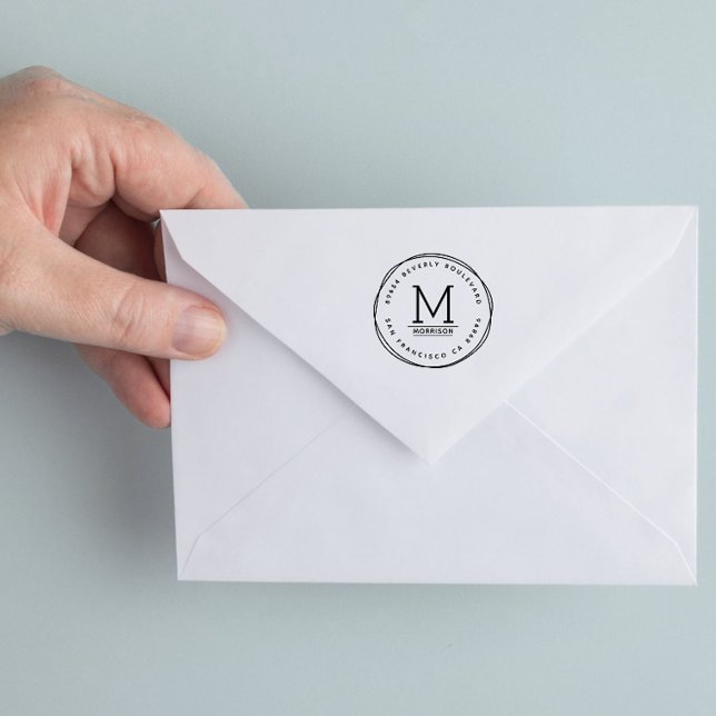 Fuchsia Handdragna cirkulär | Returadress av Anpas Självfärgande Stämpel (Skapare uppladdad)