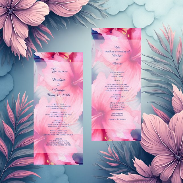 fuchsia hawaiian tropical floral hibiscus wedding program (Skapare uppladdad)