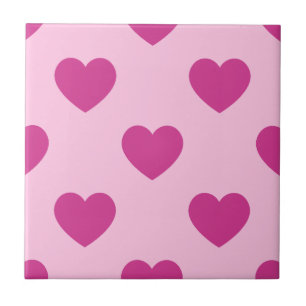 Fuchsia Heart Mönster Preppy Rosa y2k Aesthetic Kakelplatta