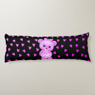 Fuchsia Heart Print Nalle Body Pillow Kroppskudde