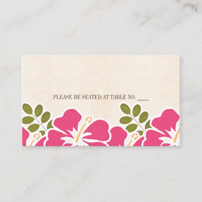 FUCHSIA HIBISCUS HAWAIIAN SEATPLACE CARD PLACERINGSKORT (Framsida)