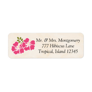Fuchsia Hibiscus Tropical Thmet Hawaiian Returadress Etikett