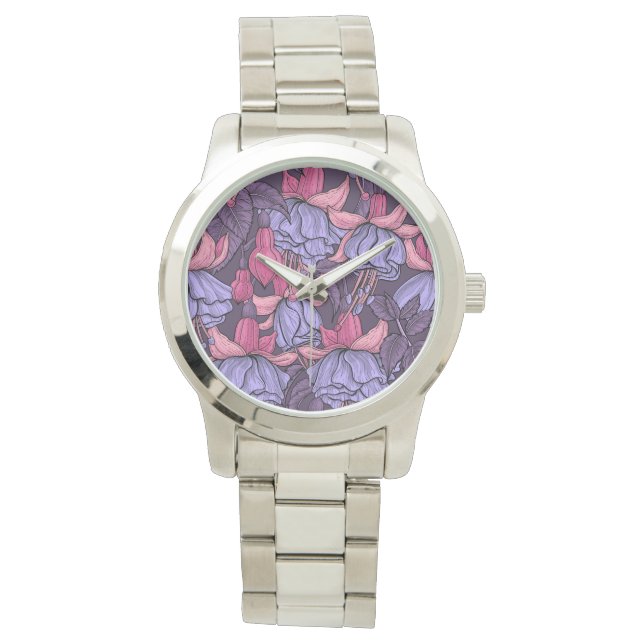 Fuchsia i rosa och violett armbandsur (Framsida)